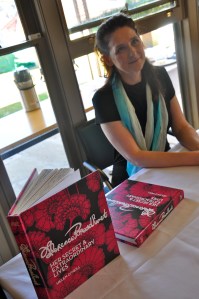 Helen O'Neill at signing desk